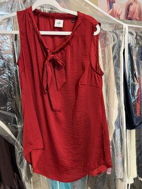 CAbi Crimson Tie-Neck Sleeveless Blouse